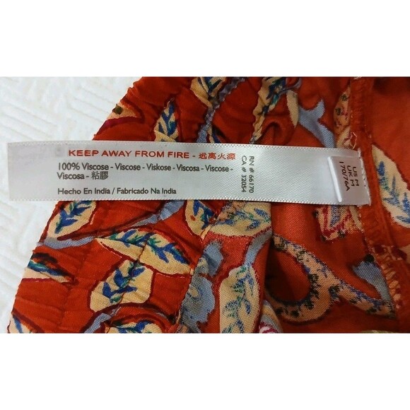 Anthropologie Sonrisa Paisley Floral Red Flowy Wide Leg Beach Pants size medium - Picture 7 of 10